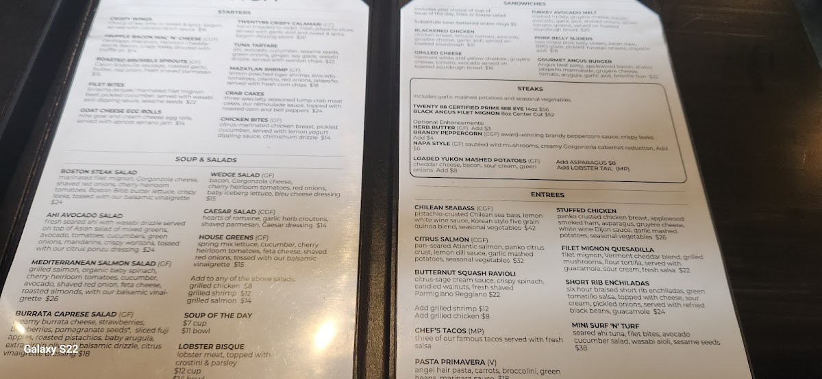 Menu Twenty 88 Gourmet Fusion-10