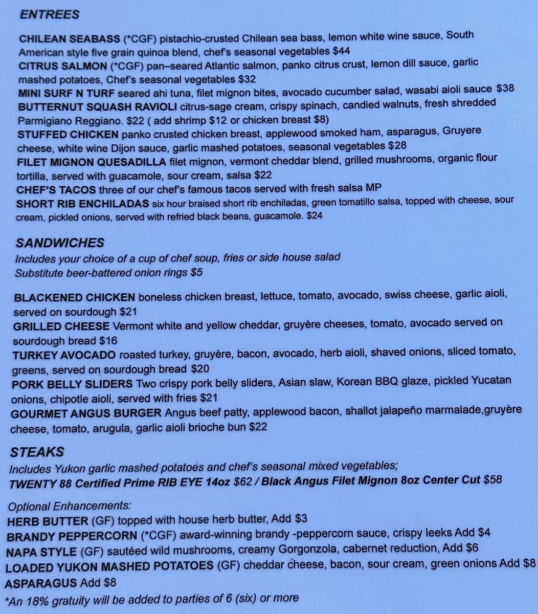 Menu Twenty 88 Gourmet Fusion-2