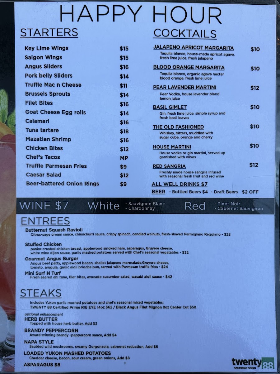 Menu Twenty 88 Gourmet Fusion-3