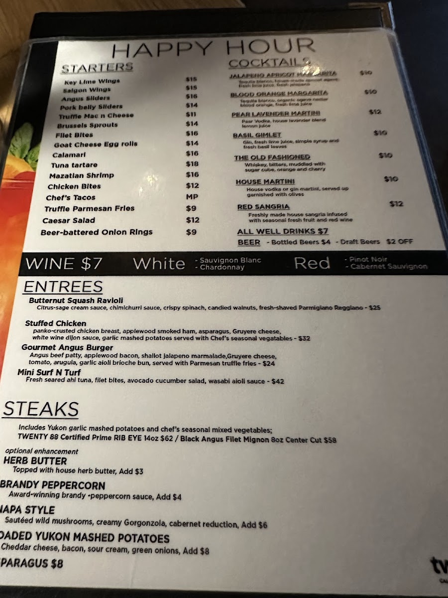 Menu Twenty 88 Gourmet Fusion-7